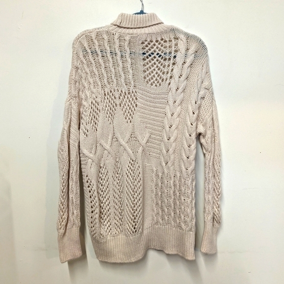 Athleta Cream Bedford Wool & Cashmere Sweater XS Fisherman Mock Neck - Picture 13 of 13